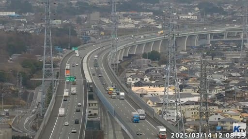勘助坂からの新東名高速道路・富士山